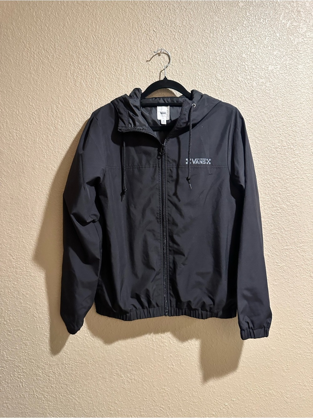 Vans Black Hooded Bomber Jacket with Checker Logo - Picture 2 of 7